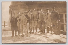 Real Photo Postcard Men standing on Bridge in the Snow c1905 RPPC Antique