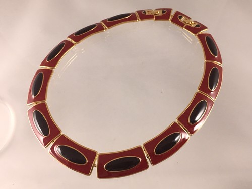 MONET Red & Black Enamel Gold-Plated Necklace | TWO Pairs of Earrings! - Foto 6 di 11