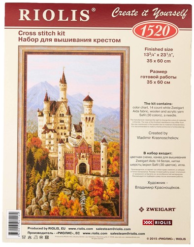 Neuschwanstein Castle Counted Cross Stitch Kit, White