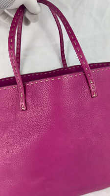FENDI Pink/Fuchsia Leather Selleria 925 Tote Shoulder Bag Made in
