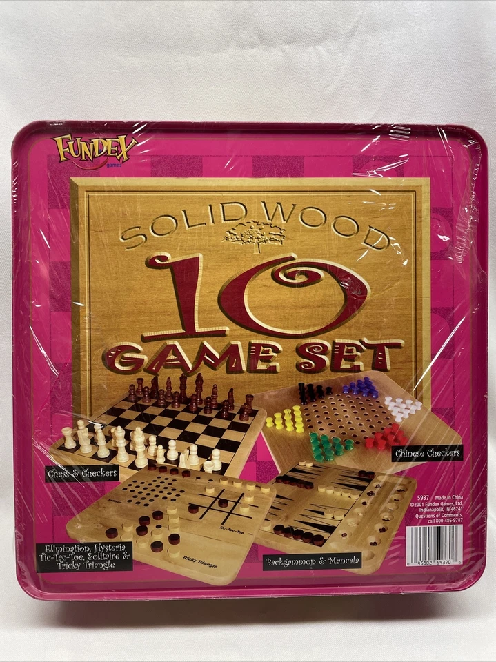 Hardwood Classics 10 Game Set Solid Wood Fundex Chess checkers backgammon Solita - Image 2 of 3