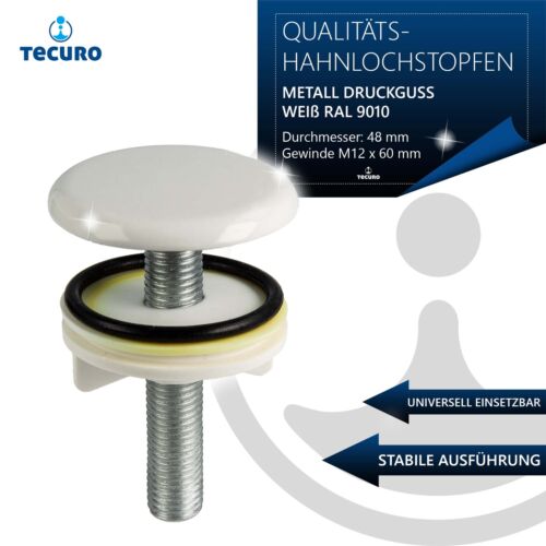 tecuro Hahnlochstopfen Deckrosette Hahnlochdeckel Ø 48 mm weiß RAL 9010 - Bild 2 von 3