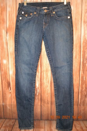 True Religion Women's Skinny Embroidered Floral Pocket Flaps Jeans Sz 27x32 - Picture 4 of 12