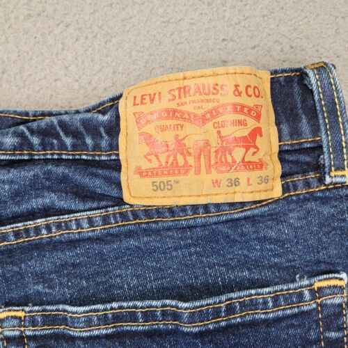 Jeans Levis 505 uomo 36X36 (34X34) blu denim lavaggio medio classico casual - Foto 9 di 11