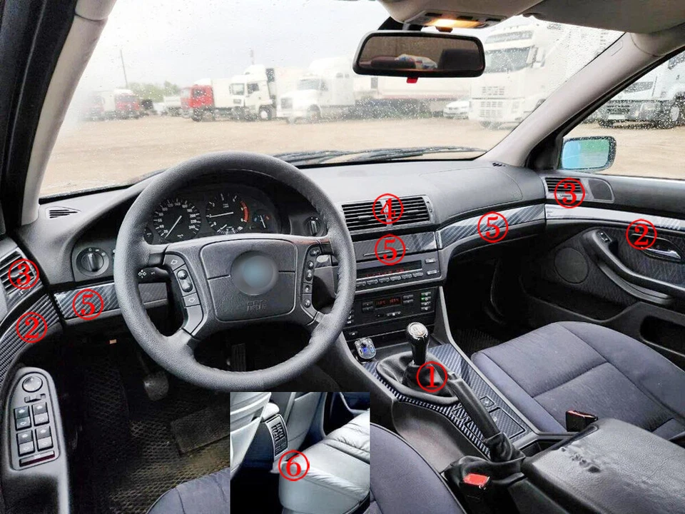 For BMW 5 Series E39 1998-2004 5D Carbon Fiber Pattern Interior DIY Trim Decals Foto 4 de 4