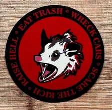Funny Possum Sticker 4 Inch Vinyl Decal – Eat Trash Wreck Cars – Patch Option