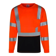 CLARO Everyday ANSI Class 3 with Contrast-Long Sleeve UPF-50+ T-Shirt Hi Vis