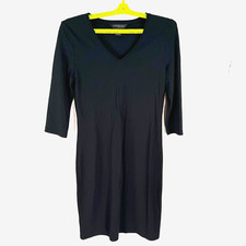 Express A Line Dress Size 7/8 Black V Neck 3/4 Sleeve