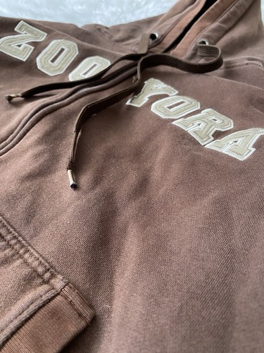 Vintage Y2K ZOO YORK Zip-Up Hoodie Men's Medium/Large Brown Skateboard NYC - Picture 2 of 12