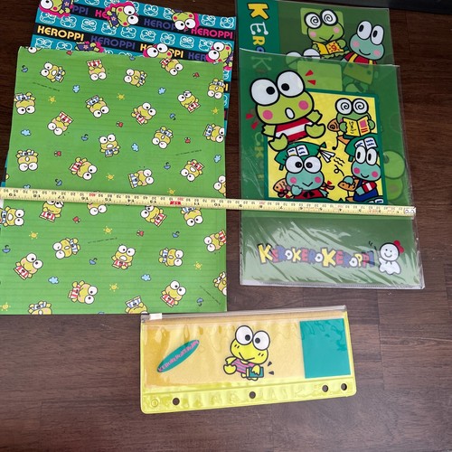 Kero Keroppi Retro Pencil case book cover poly folder 1990 NEW NWT Green LOT - Picture 6 of 6