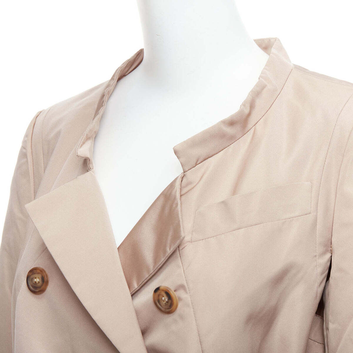 PRADA 2007 beige silk blend panelled double breast belted PRADA 2007 beige silk blend panelled double breast belted