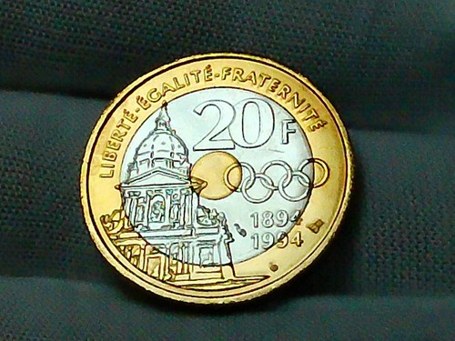 Awesome 1994 French 100th Anniversary International Olympic Committee 20 Francs - Picture 4 of 8