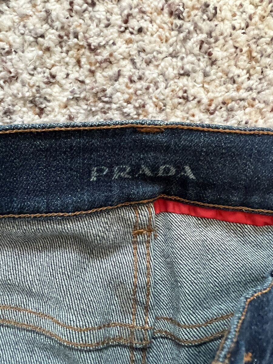 Prada Jeans Effects Blue Pants Straight Fit Size 24 Made In Prada Jeans Effects Blue Pants Straight Fit Size 24 Made In