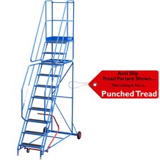 Image of 10 Tread Mobile Warehouse Stairs Punched Steps 3.5m EN131 7 BLUE Safety Ladder