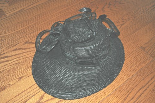 NEW!! Womens THE TOUCAN COLLECTION Black Hat W/Flower & Rhinestones GORGEOUS - Picture 3 of 5