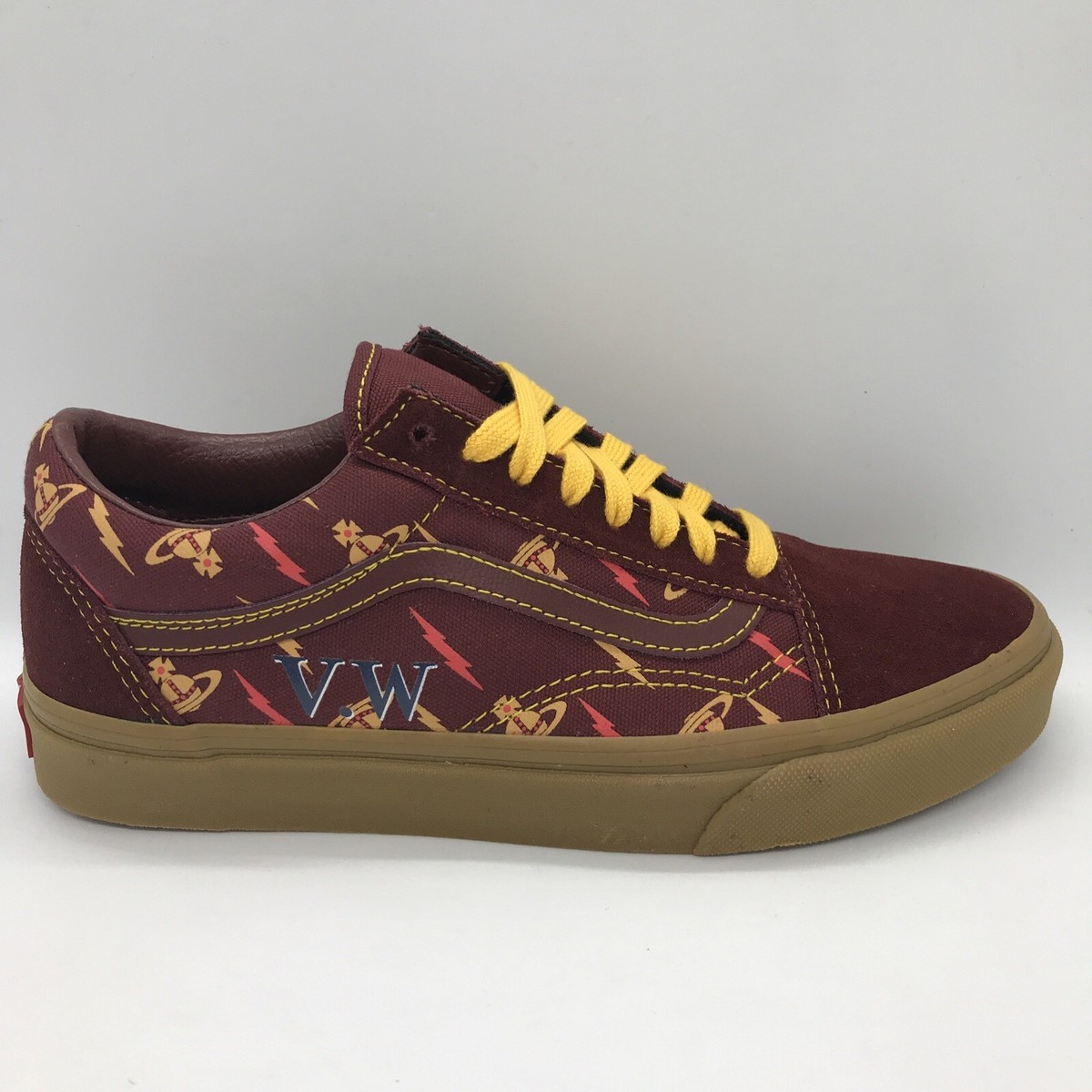 VANS Old Skool Vivienne Westwood, Womens 8, Thunderbolt Maroon White  VN0A4BV5VZP