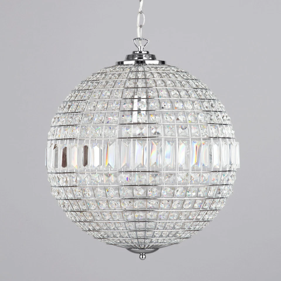 Litecraft Miley Ceiling Pendant Crystal Effect Cage 1 Light - Polished Chrome - Image 3 of 4