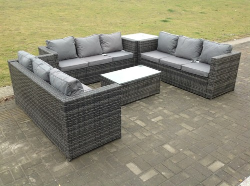 9 Seat Rattan Garden Furniture Set Patio Outdoor Table Chairs Sofa Conservatory - Picture 3 of 3