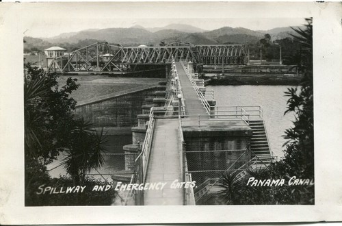 1931 RPPC Spillway and Emergency Gates Panama Canal Real Photo Postcard