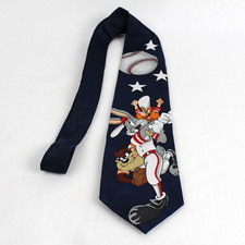 Looney Tunes Men's Tie Baseball Bugs Bunny Taz Yosemite Sam 90's Polyester