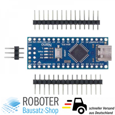 Nano V3.0 Board USB-C Atmega328P Arduino kompatibel  CH340G 5V 16MHz ungelötet