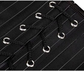 US Office Stripes Suit Corset and Skirt Set Lingerie Overbust Lace Up Bodyshaper