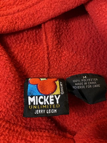 Vintage 90's Mickey Mouse Unlimited Jerry Leigh Red Hooded Sweatshirt M Disney - Picture 4 of 9