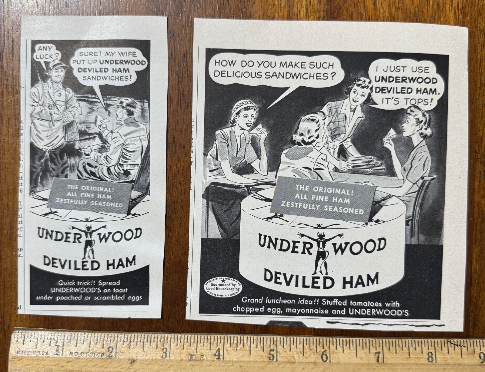 Lot 2 Vintage Print Ads Underwood Deviled Ham Devil Sandwiches ephemera ...