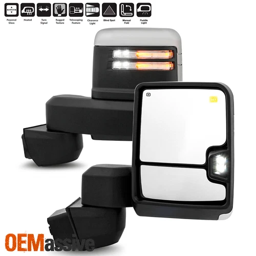 19-23 Chevy Silverado 2500HD/3500HD GMC Sierra Towing Mirror Power Heated Chrome