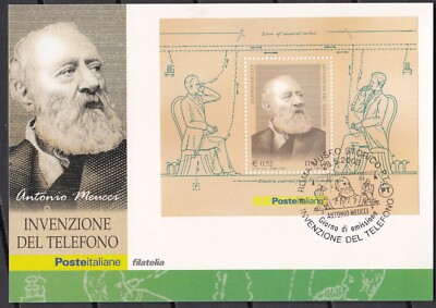 ITALIEN 2003 - Erfindung des Telefons von Antonio Meucci AK MAXICARD FDC