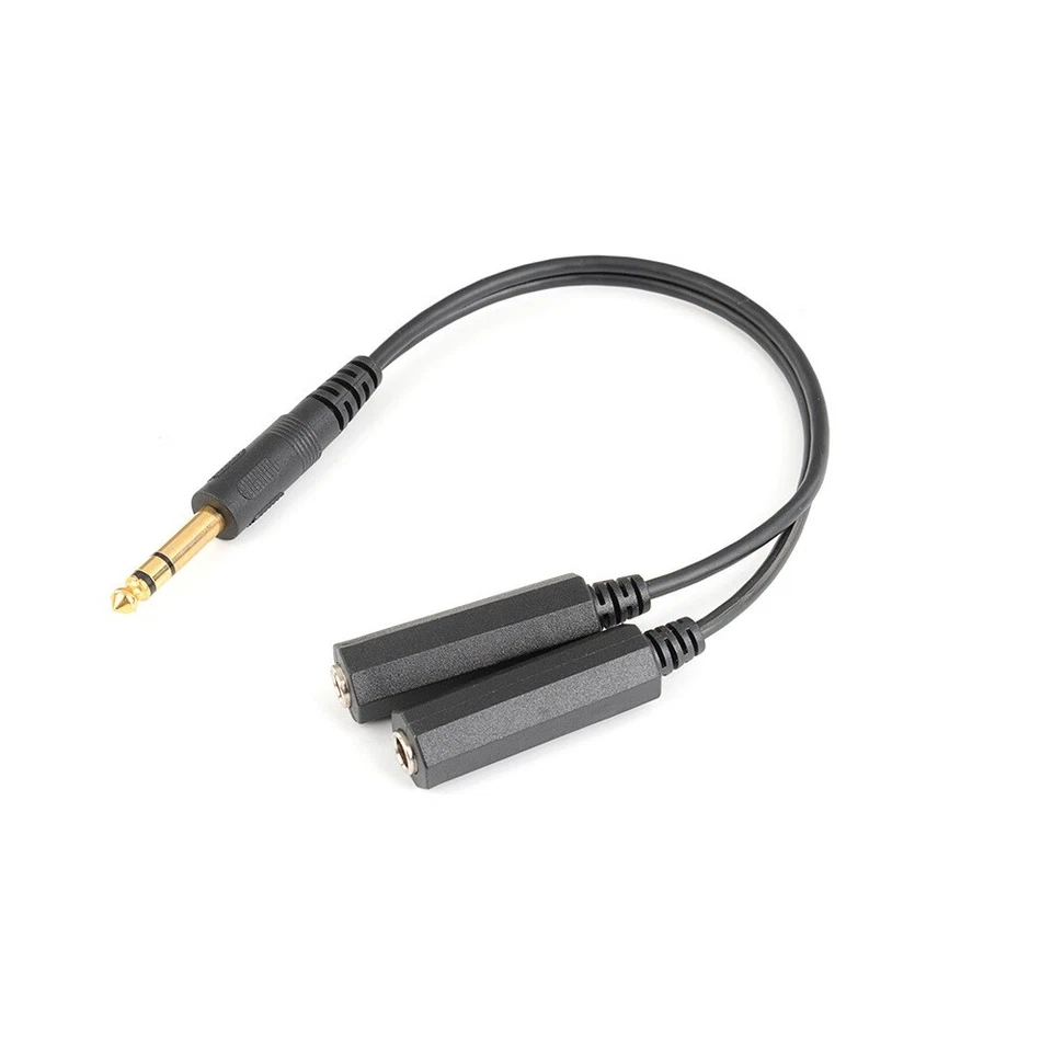 6.35mm Stereo Plug Male to Dual 1/4" 6.35mm Jack Female Audio Y Splitter Cable - Image 2 of 4