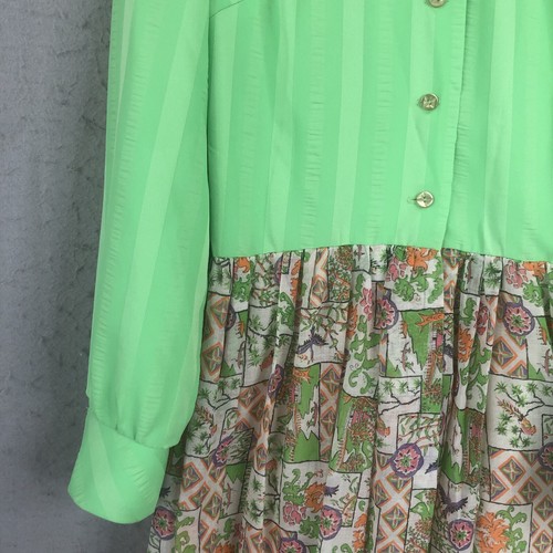 Vintage Handmade Maxi Dress Womens Medium Lime Green Psycheldelic Mod Groovy - Picture 20 of 21