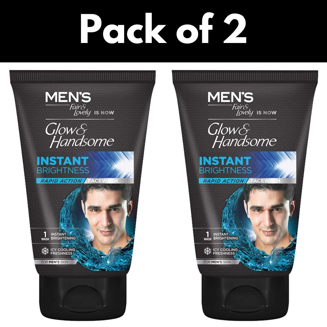 2X Fair & Lovely Glow & Handsome Instant Brightness Rapid Action Facewash 100g