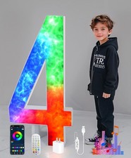 4 FT Marquee Numbers 4 for Birthday Anniversary Party Décor, Colorful Light Up.