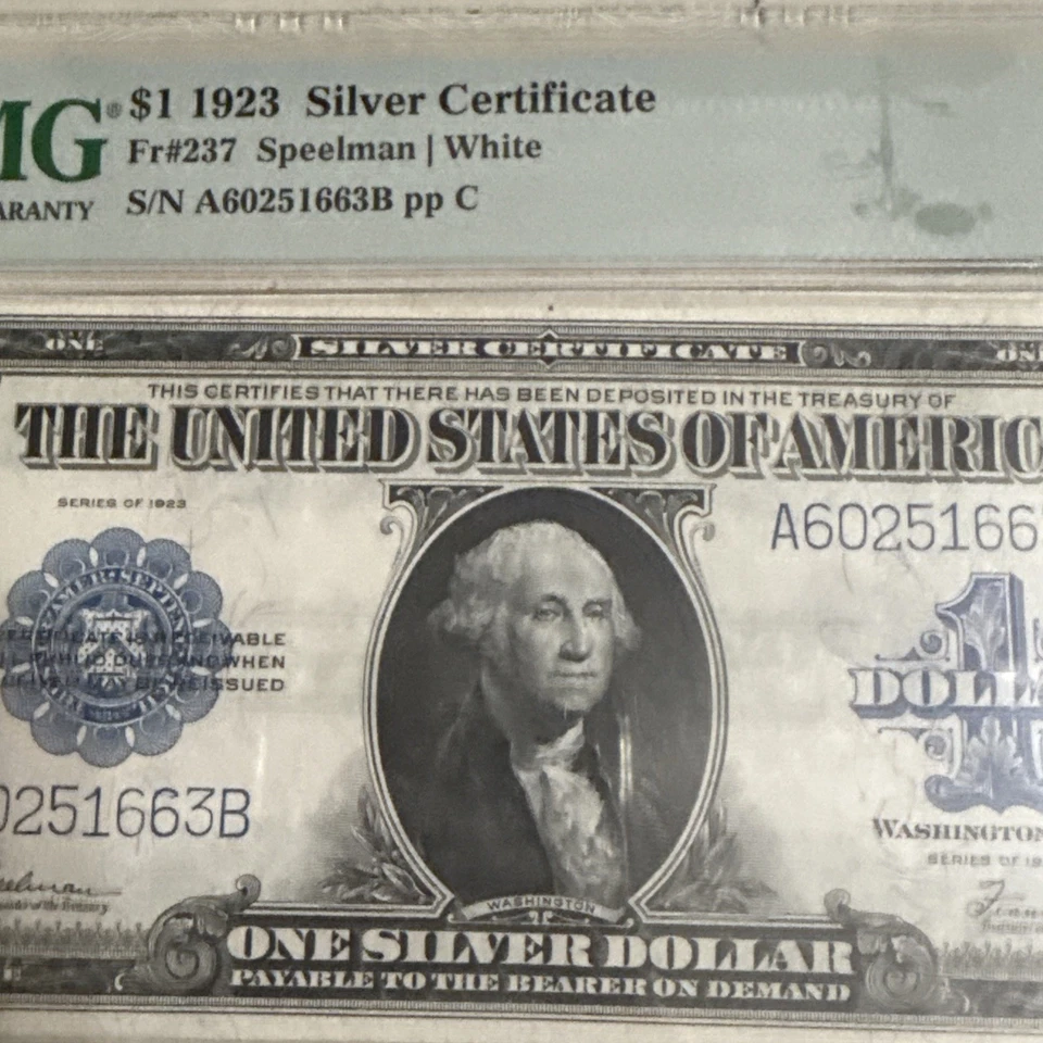 1923 $1 Silver Certificate PMG 53 FR-237 S/N A60251663B Large Bill - Image 3 of 4