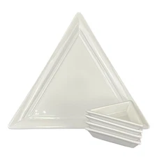 Fortessa Accentz White Triangular Porcelain Serving Plate + 4 Small Tapa Dishes