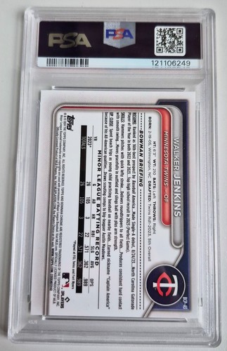 2024 Bowman Walker Jenkins 1st Bowman Chrome PSA 9 MINT - Twins - Picture 2 of 2