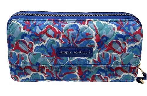 Simply Southern Phone Wallet Wrist Strap Zipper Snap Hibiscus Clinch Cross Purse