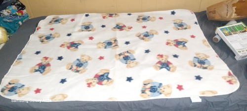 Springmaid BJT Blue Jean Bear Fleece Baby Blanket Unisex Euc Vintage Y2k - Picture 7 of 8