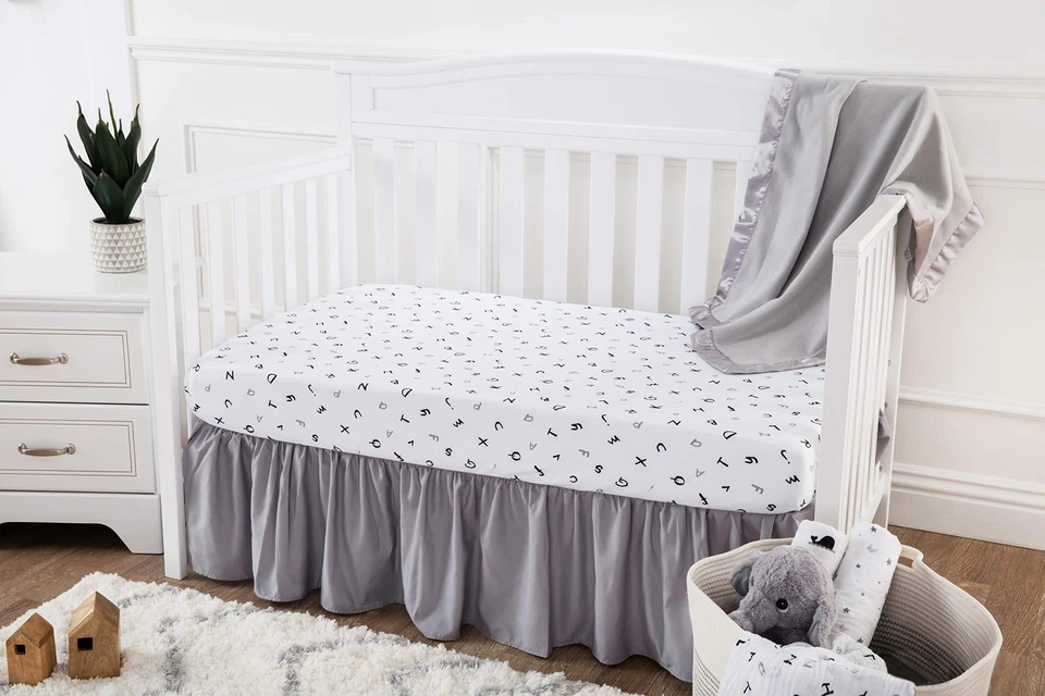 AMERICAN BABY COMPANY УЛЬТРА МЯГКИЙ МИКРОФИБРЫ ОБОРКАМИ КРОВАТКИ ЮБКА СЕРЫЙ ДЛЯ МАЛЬЧИКОВ И - Изображение 2 из 4