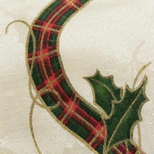Lenox Holiday Nouveau Christmas Table Runner NWT Ivory Tartan Plaid 14" x 90" - Picture 10 of 14