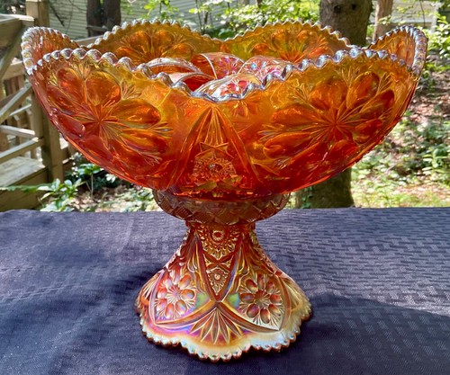 BEAUTIFUL VINTAGE CARNIVAL IMPERIAL MARIGOLD 474 EIGHT PIECE PUNCH BOWL SET - Picture 9 of 10