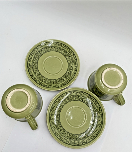 Ironstone Taylor Smith & Taylor Oasis Green coppia di tazze e piattini vintage usati in ottime condizioni - Foto 3 di 16