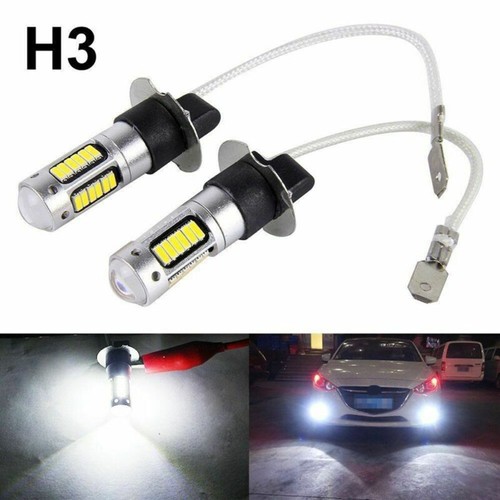 1 Pair 6000K H3 COB LED Super White 50W 1800LM Fog Daytime Running Light Bulbs - Picture 21 of 24
