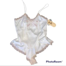 Vintage NWT Val Mode Sexy Satin Lace Trim Teddy Romper Playsuit Deadstock