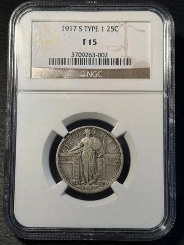 1917-S Type 1 Standing Liberty Quarter : NGC F15