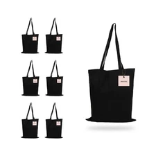 Tote Bags Bulk - 100% Cotton Reusable Shopping Bags - 6 & 12 Pack Grocery Bag...