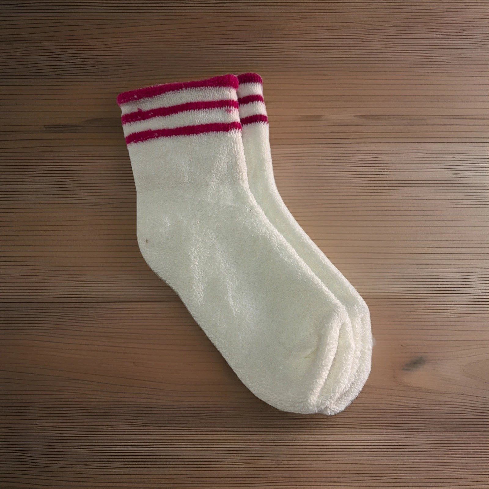 VTG Socks 80's NOS Acrylic Orlon Nylon 9-11 Ankle Cut Terry Stripe Unisex