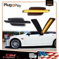 For 08-09 Pontiac G8 Smoke Lens Side Markers + Amber LED Fender Signal Light Bar