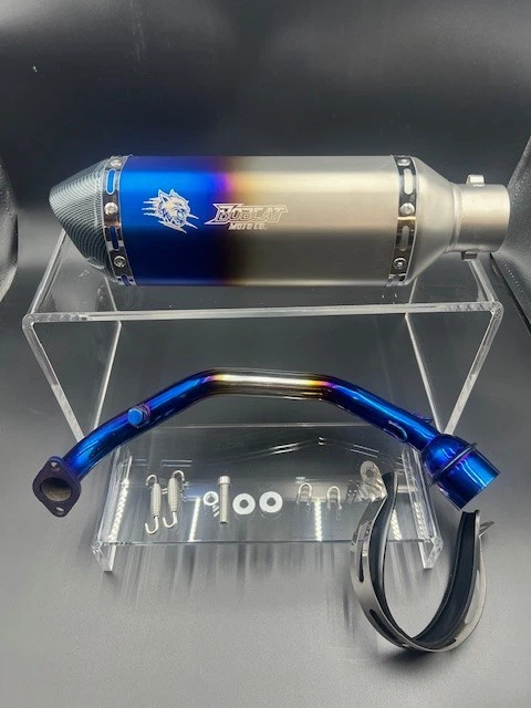 GY6 Muffler Exhaust, 125cc 150cc, Heat Treated Blue Silver for Moped ATV Scooter - Image 3 of 4